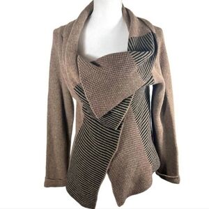 A Ida Knit Sweater Cardigan large Cowl Neck Wrap Wool Patchwork Wrap Lagenlook
